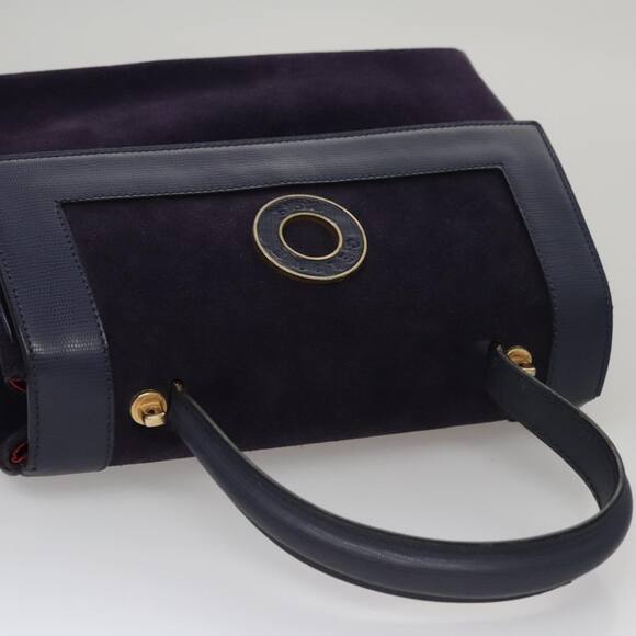 CELINE Hand Bag Suede Leather Purple Gold - Picture 6 of 13